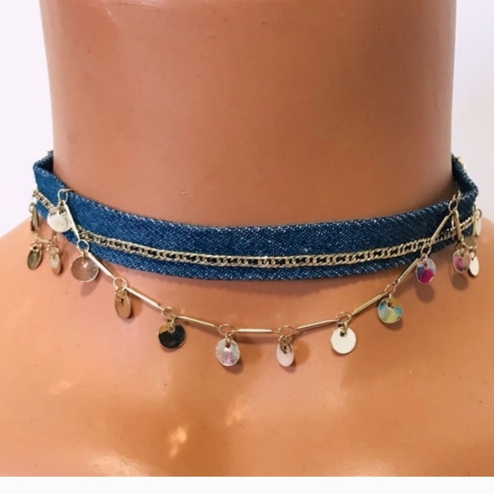 Ettika NWT Blue Jean Choker Necklace
